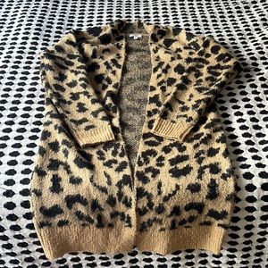 Fuzzy leopard print king cardigan - BP brand purchase at Nordstrom - XS